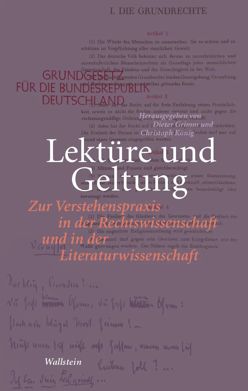 Cover: 9783835338289 | Lektüre und Geltung | Dieter Grimm | Buch | 272 S. | Deutsch | 2020