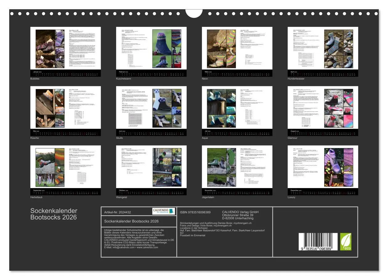 Bild: 9783516098389 | Sockenkalender Bootsocks 2026 (Wandkalender 2026 DIN A3 quer),...