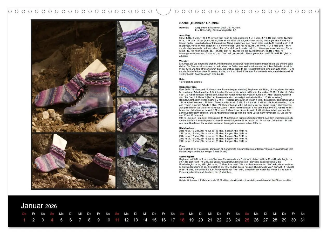 Bild: 9783516098389 | Sockenkalender Bootsocks 2026 (Wandkalender 2026 DIN A3 quer),...