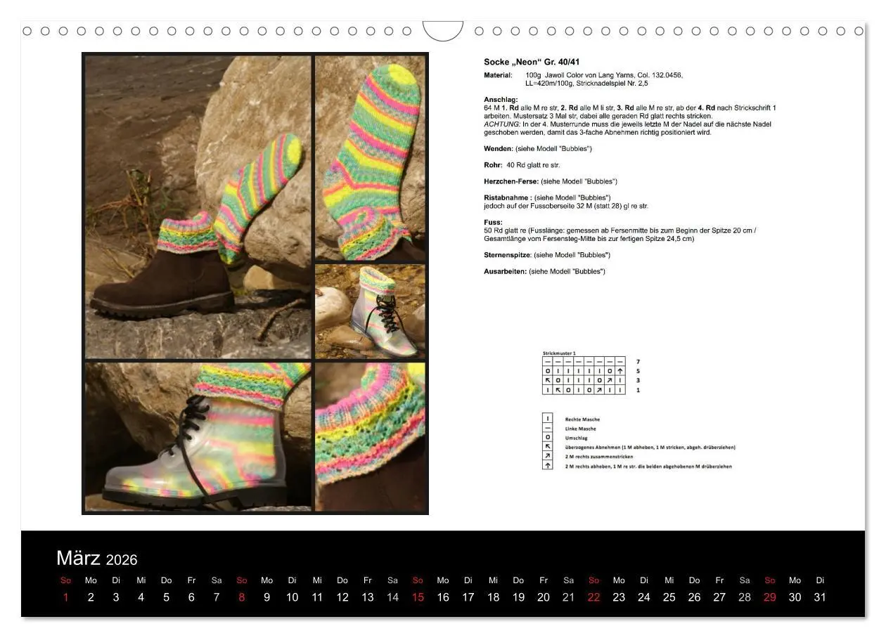 Bild: 9783516098389 | Sockenkalender Bootsocks 2026 (Wandkalender 2026 DIN A3 quer),...