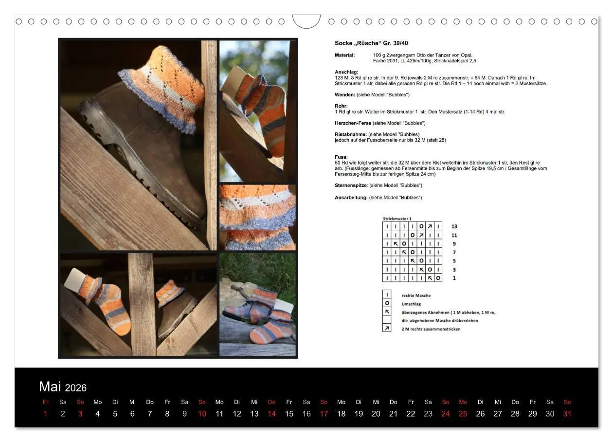 Bild: 9783516098389 | Sockenkalender Bootsocks 2026 (Wandkalender 2026 DIN A3 quer),...