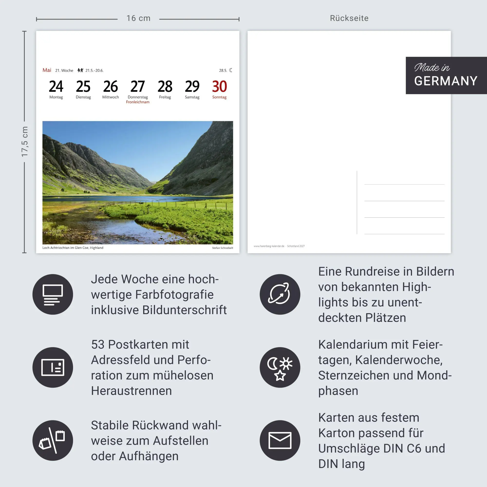 Bild: 9783840038389 | Schottland Sehnsuchtskalender 2027 - Wochenkalender mit 53 Postkarten