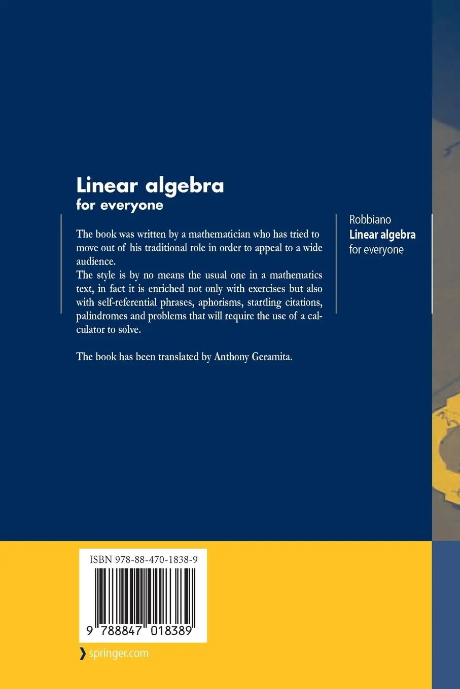 Rückseite: 9788847018389 | Linear Algebra for Everyone | Lorenzo Robbiano | Taschenbuch | xvii