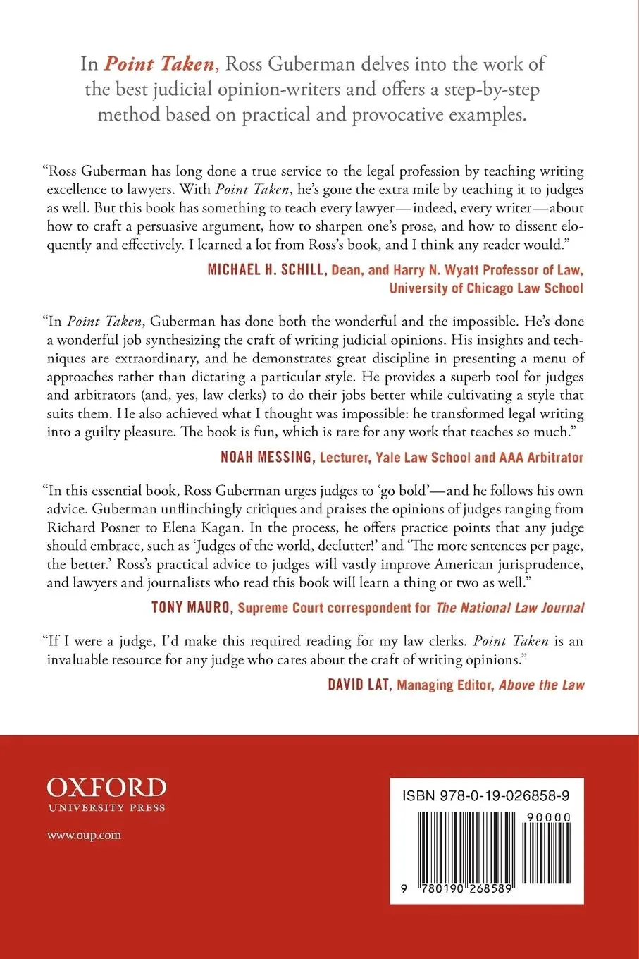 Rückseite: 9780190268589 | Point Taken | How to Write Like the World's Best Judges | Guberman