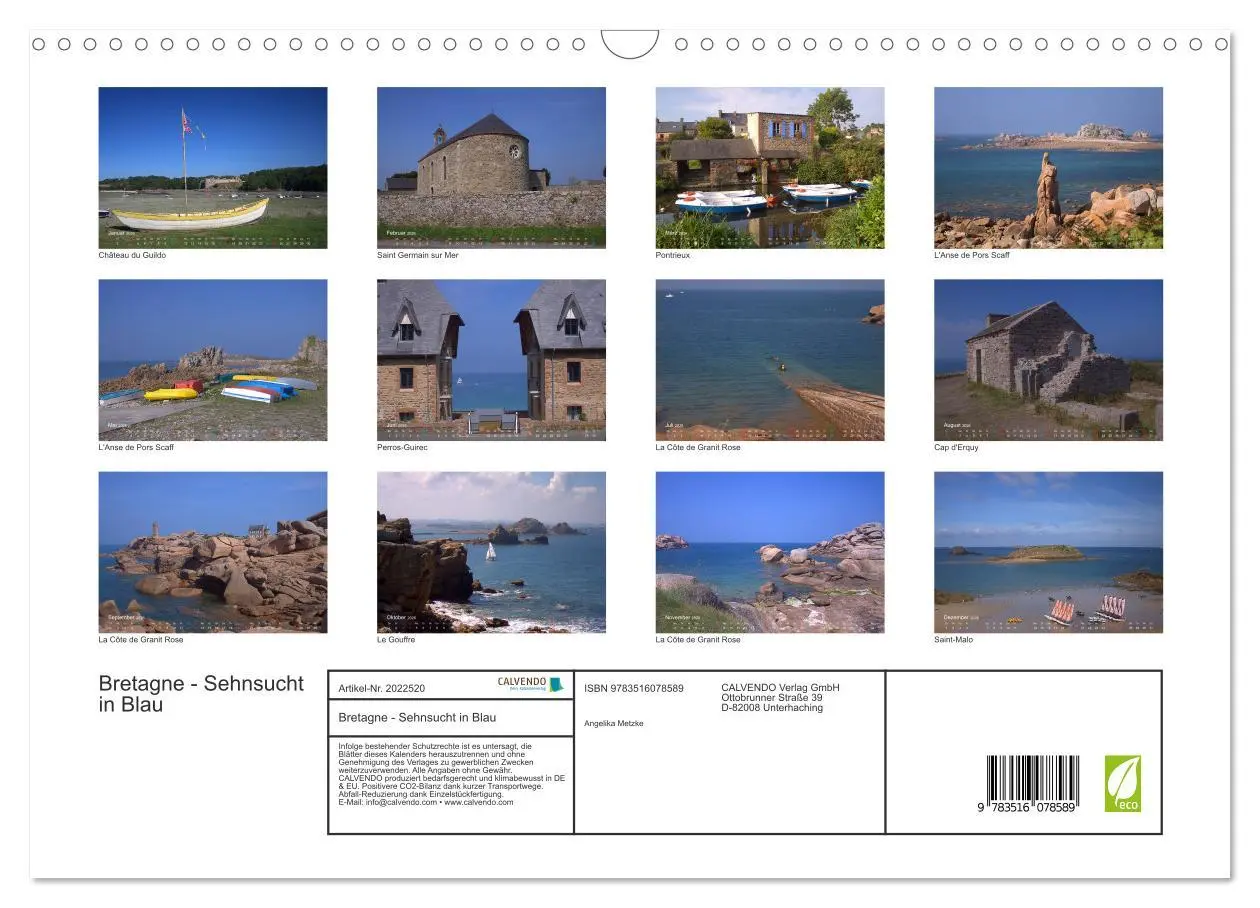 Bild: 9783516078589 | Bretagne - Sehnsucht in Blau (Wandkalender 2026 DIN A3 quer),...