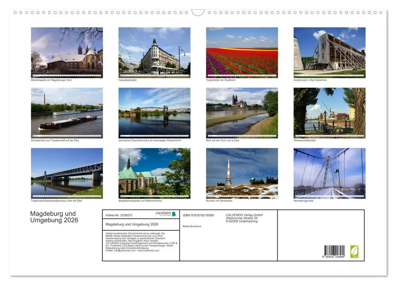 Bild: 9783516218589 | Magdeburg und Umgebung 2026 (Wandkalender 2026 DIN A2 quer),...