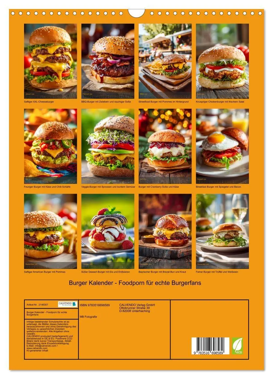 Bild: 9783516698589 | Burger Kalender - Foodporn für echte Burgerfans (Wandkalender 2026...