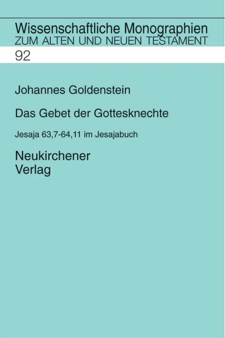 Cover: 9783788718589 | Das Gebet der Gottesknechte | Johannes Goldenstein | Buch | Buch