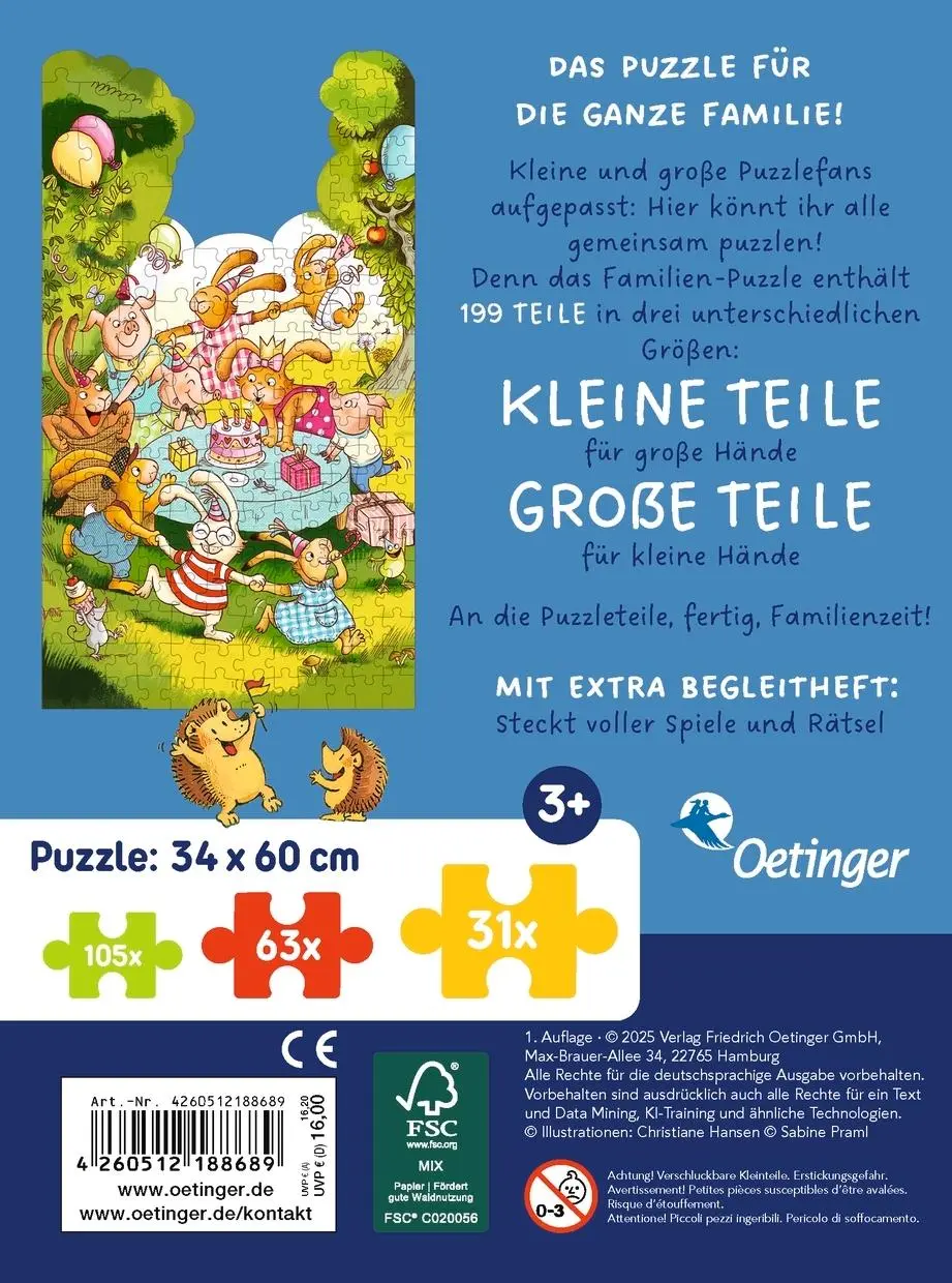 Rückseite: 4260512188689 | Sieben kleine Hasen. Unser Familien-Puzzle | Sabine Praml | Spiel
