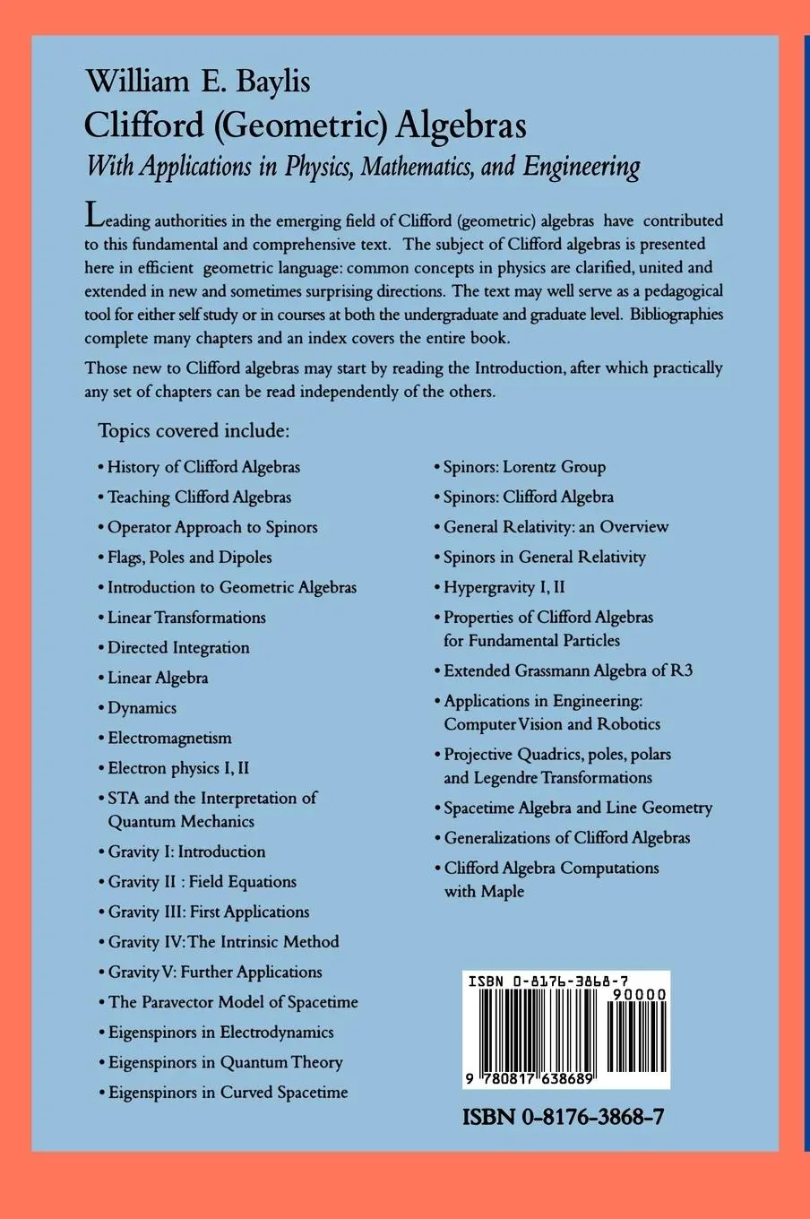 Rückseite: 9780817638689 | Clifford (Geometric) Algebras | William E. Baylis | Buch | xviii
