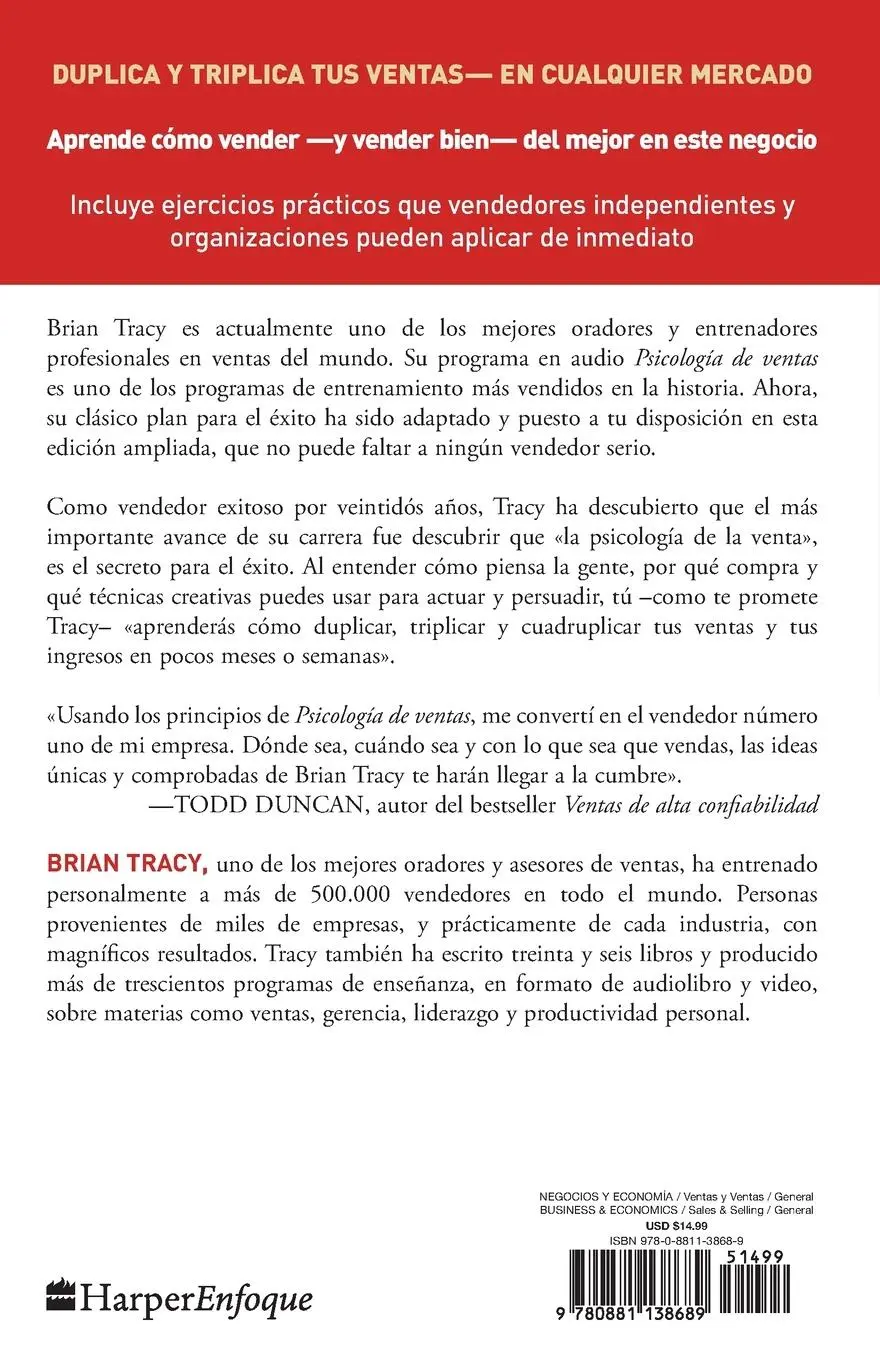 Rückseite: 9780881138689 | Psicologia de Ventas | Brian Tracy | Taschenbuch | Spanisch | 2005