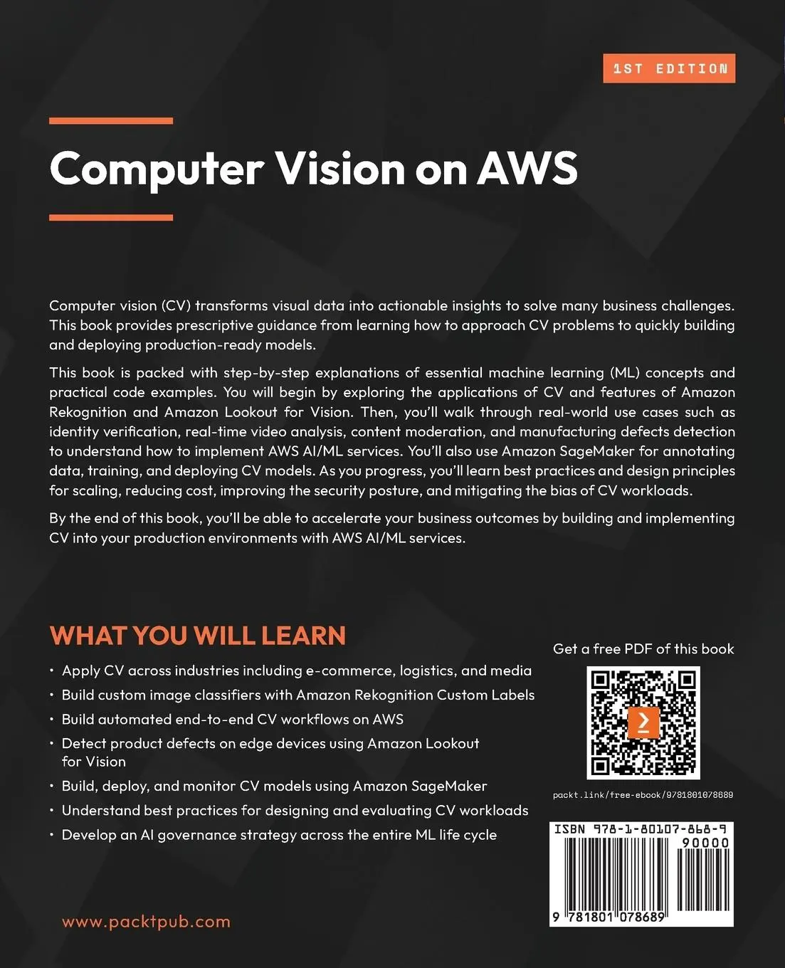 Rückseite: 9781801078689 | Computer Vision on AWS | Lauren Mullennex (u. a.) | Taschenbuch | 2023