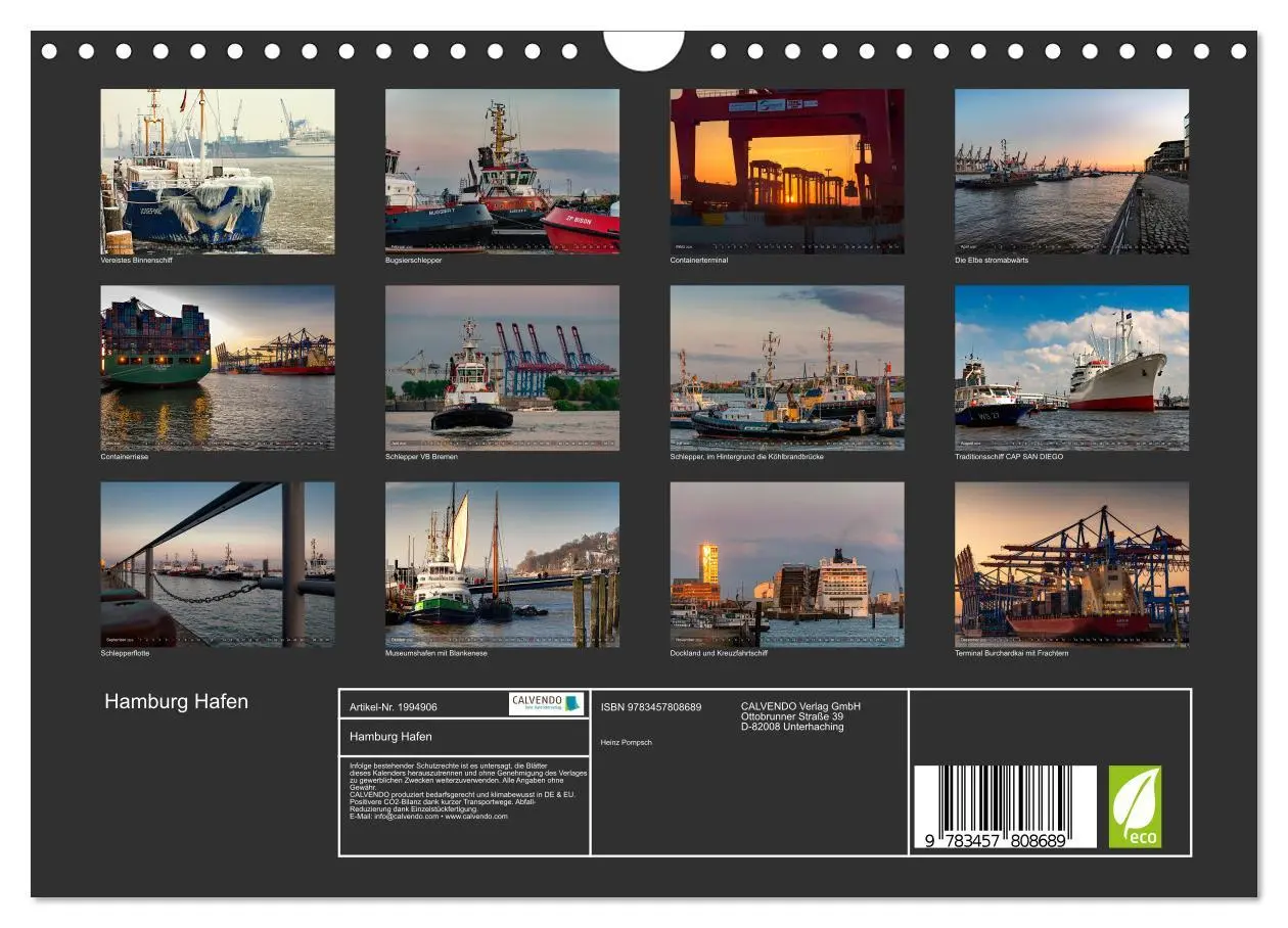 Bild: 9783457808689 | Hamburg Hafen (Wandkalender 2026 DIN A4 quer), CALVENDO Monatskalender
