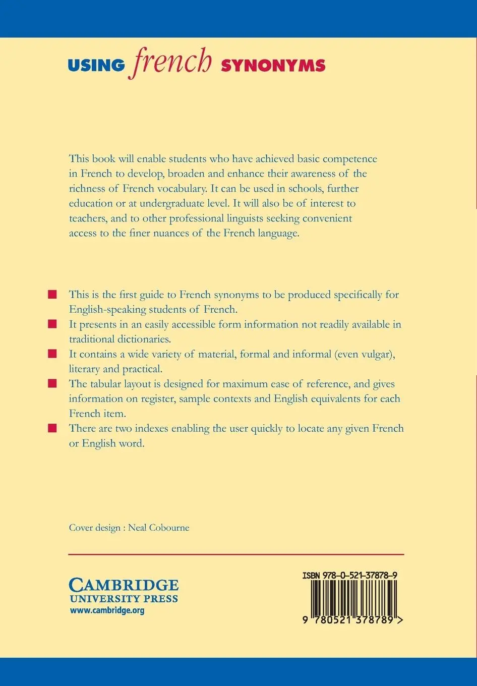 Rückseite: 9780521378789 | Using French Synonyms | R. E. Batchelor (u. a.) | Taschenbuch | 1993