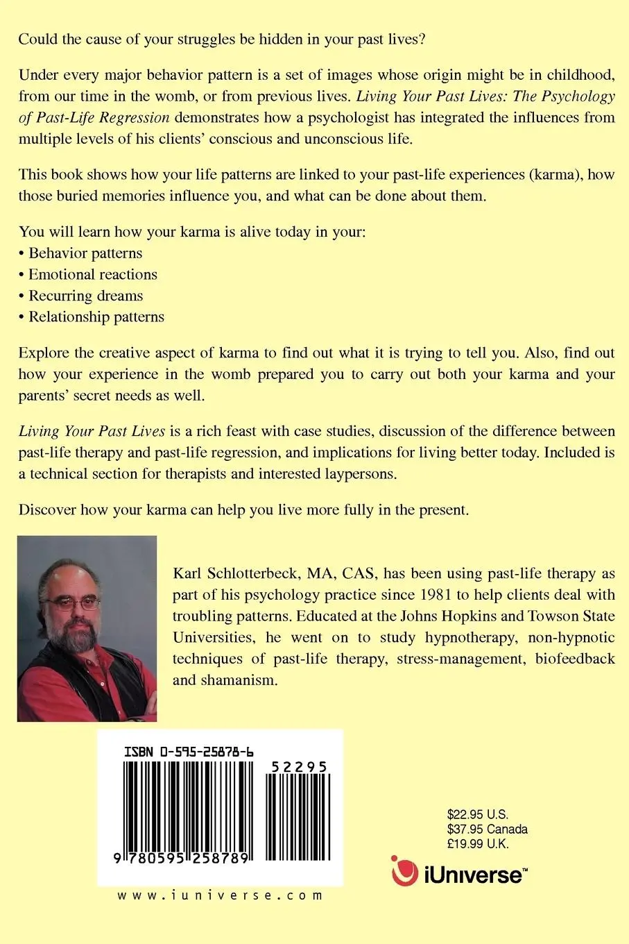Rückseite: 9780595258789 | Living Your Past Lives | The Psychology of Past-Life Regression | Buch