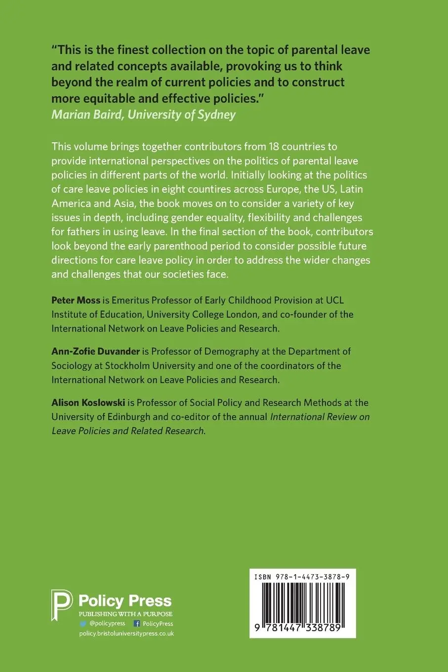 Rückseite: 9781447338789 | Parental Leave and Beyond | Peter Moss (u. a.) | Taschenbuch | 2020