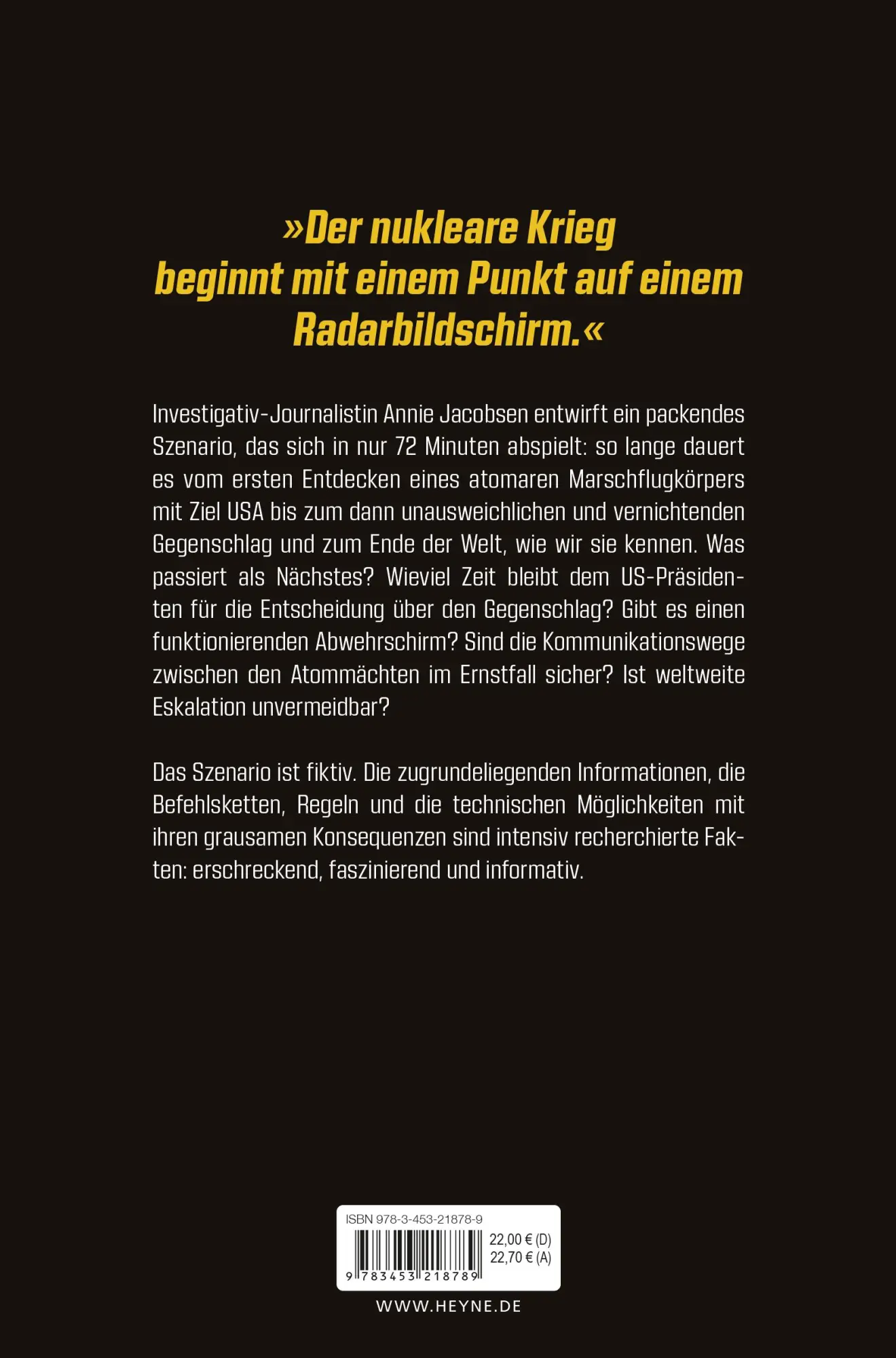 Bild: 9783453218789 | 72 Minuten bis zur Vernichtung | Annie Jacobsen | Taschenbuch | 400 S.