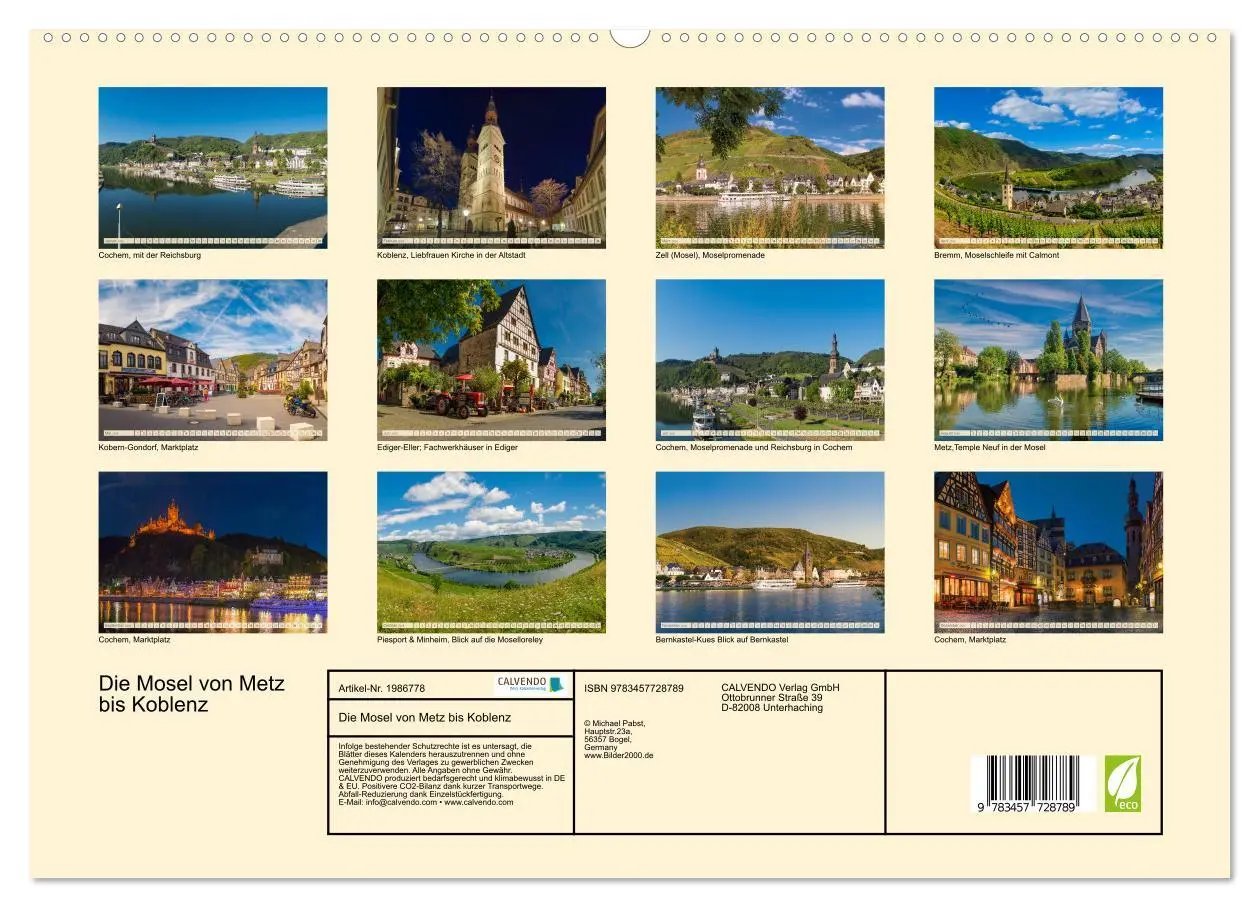 Bild: 9783457728789 | Die Mosel von Metz bis Koblenz (hochwertiger Premium Wandkalender...
