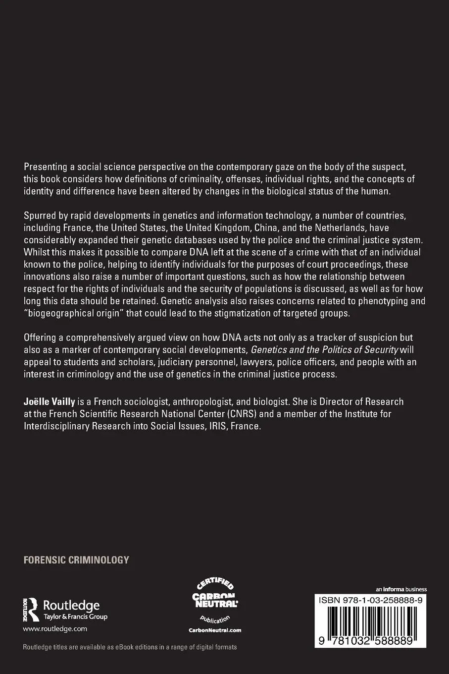 Rückseite: 9781032588889 | Genetics and the Politics of Security | A Social Science Perspective