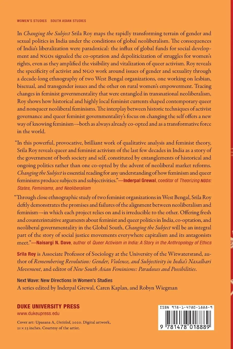 Rückseite: 9781478018889 | Changing the Subject | Feminist and Queer Politics in Neoliberal India