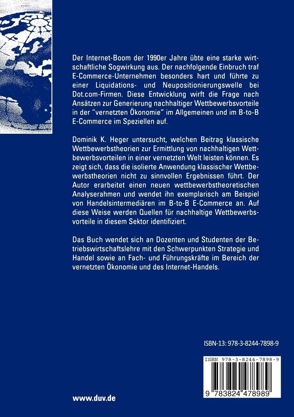 Rückseite: 9783824478989 | Nachhaltige Wettbewerbsvorteile in der Net Economy | Dominik Heger