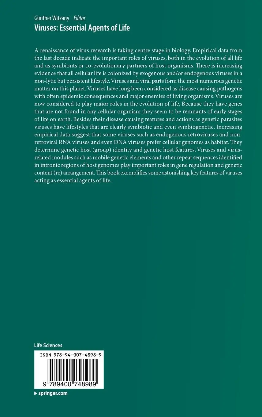 Rückseite: 9789400748989 | Viruses: Essential Agents of Life | Günther Witzany | Buch | xvi