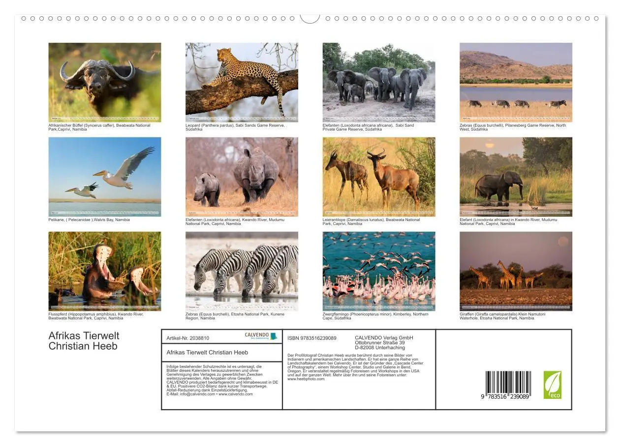 Bild: 9783516239089 | Afrikas Tierwelt Christian Heeb (hochwertiger Premium Wandkalender...
