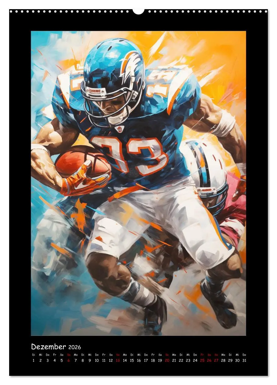 Bild: 9783516309089 | American Football. Paintings (Wandkalender 2026 DIN A2 hoch),...