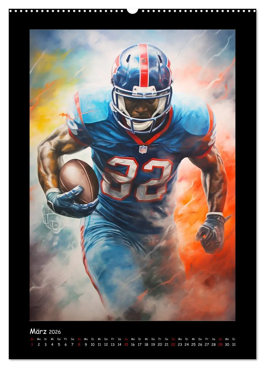 Bild: 9783516309089 | American Football. Paintings (Wandkalender 2026 DIN A2 hoch),...