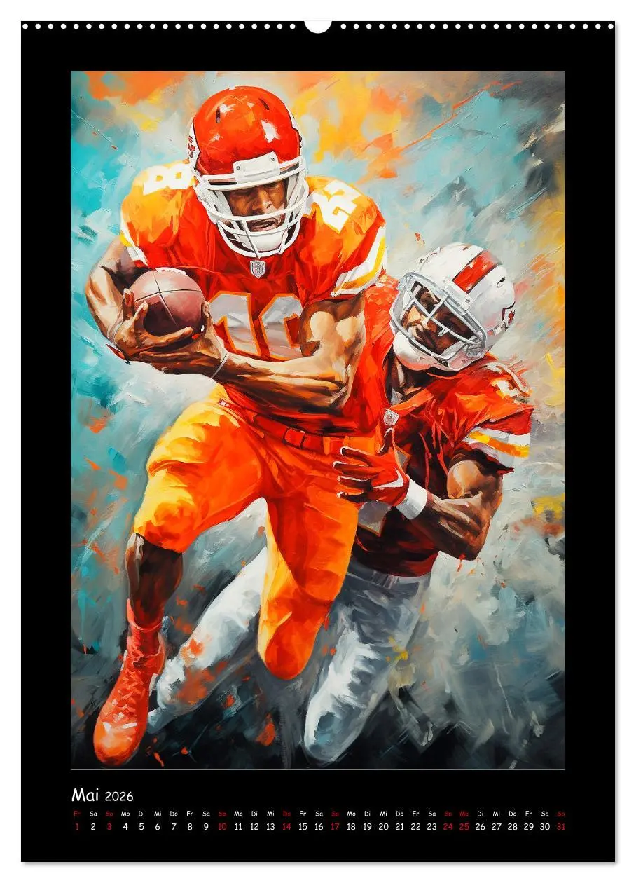 Bild: 9783516309089 | American Football. Paintings (Wandkalender 2026 DIN A2 hoch),...