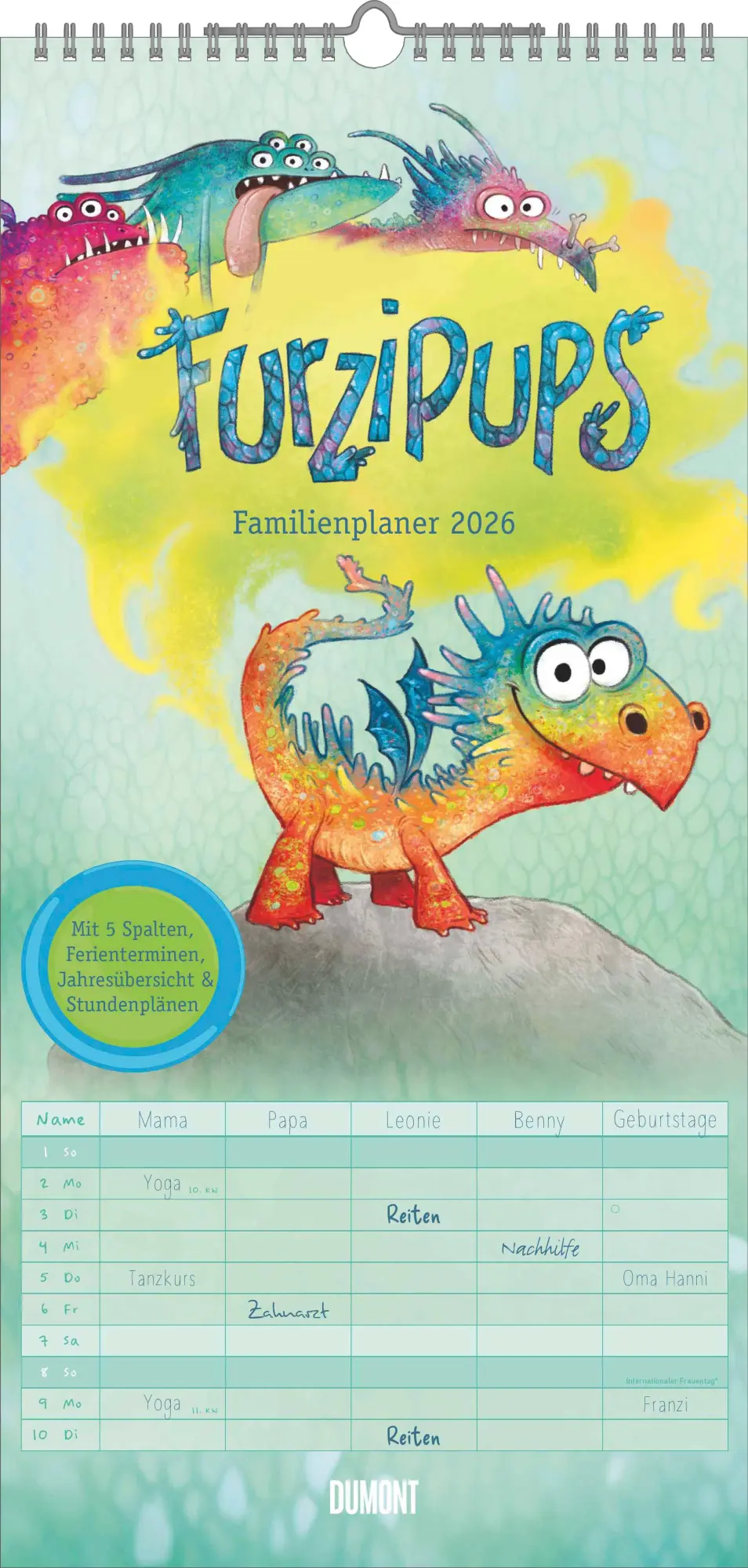 Cover: 4069095009189 | Furzipups der Knatterdrache - Familienplaner mit 5 Spalten | Kalender