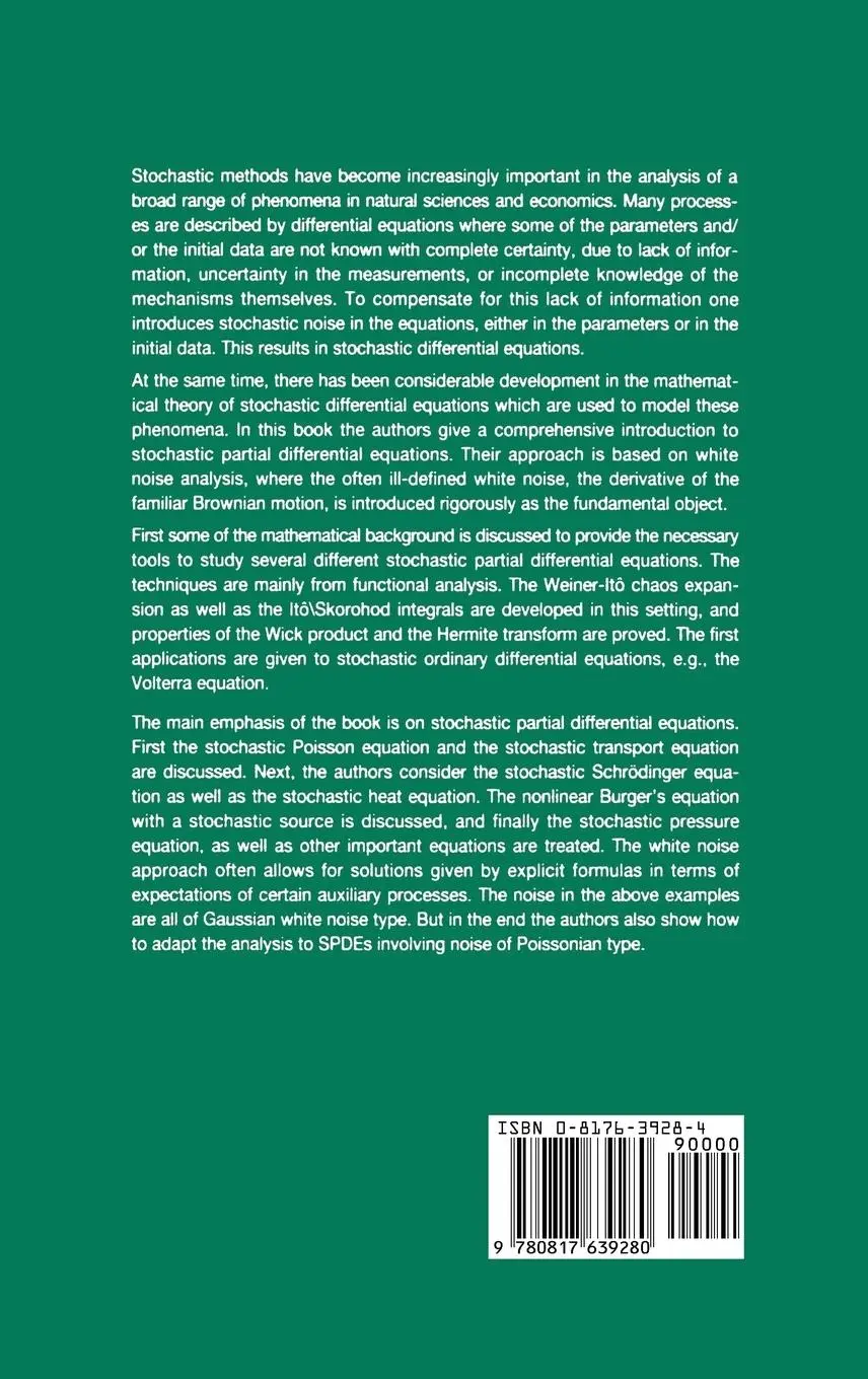 Rückseite: 9783764339289 | Stochastic Partial Differential Equations | Helge Holden (u. a.)