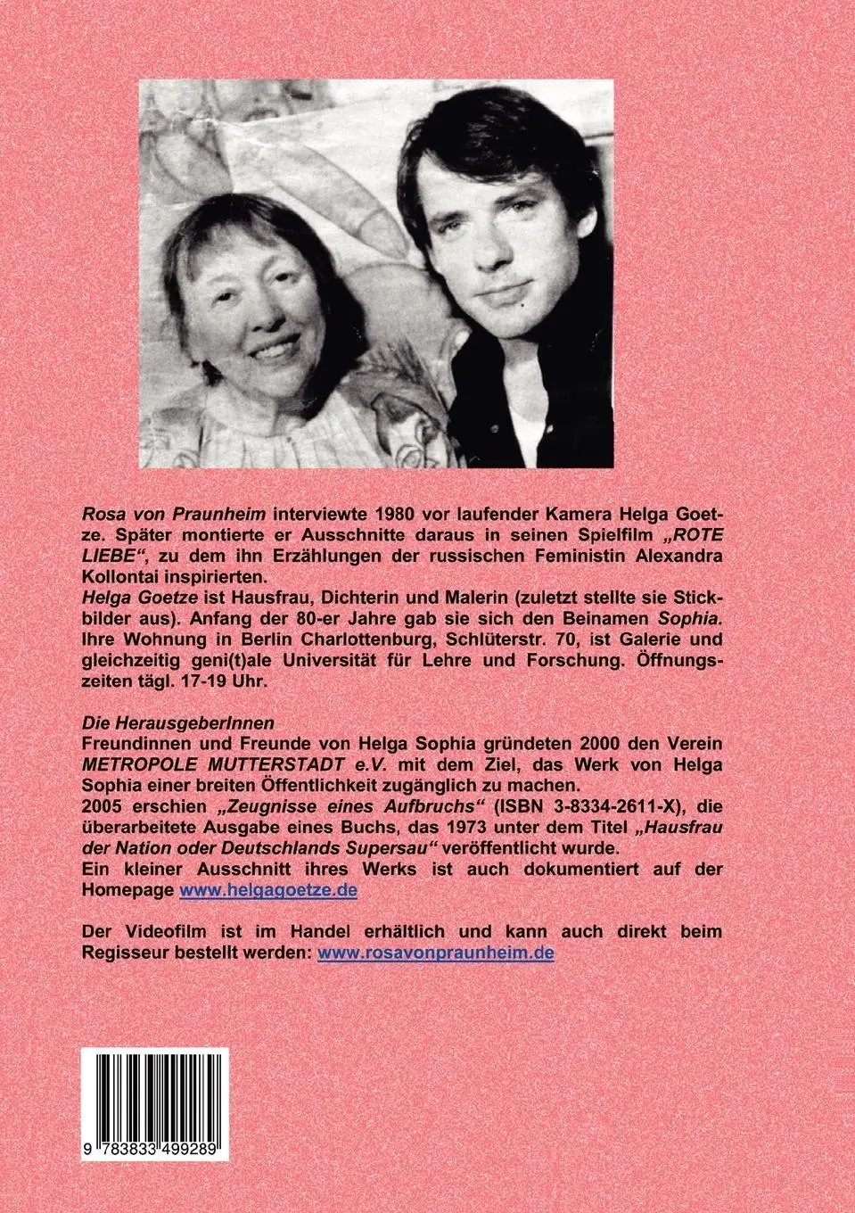 Rückseite: 9783833499289 | ROTE LIEBE | Rosa von Praunheim im Gespräch mit Helga Goetze Sophia