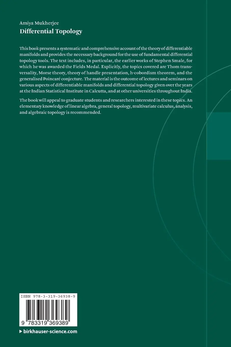 Rückseite: 9783319369389 | Differential Topology | Amiya Mukherjee | Taschenbuch | xiii | 2016