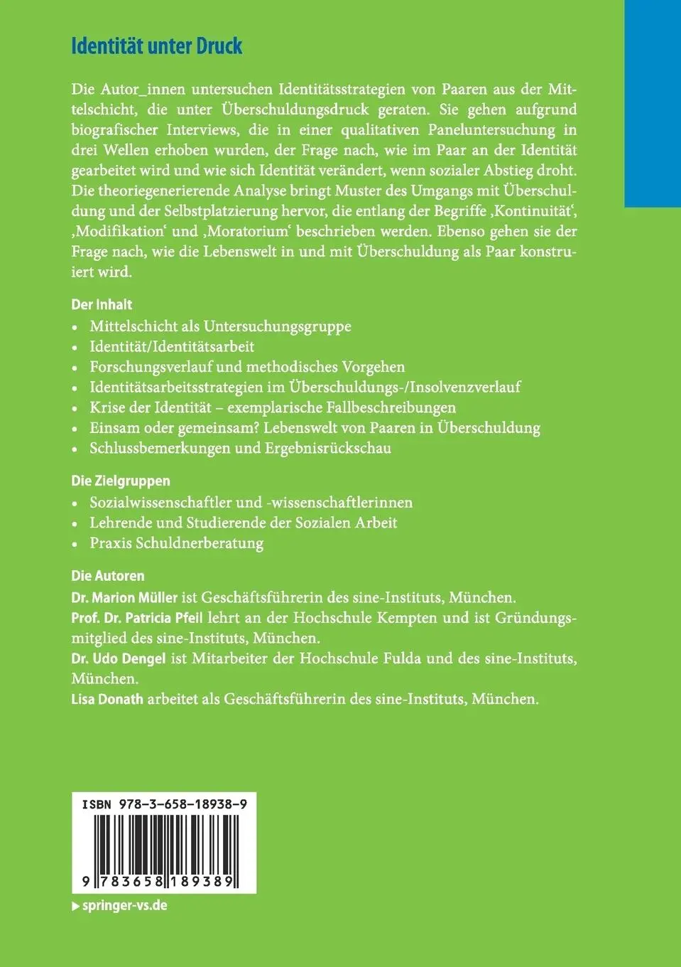 Rückseite: 9783658189389 | Identität unter Druck | Überschuldung in der Mittelschicht | Buch | ix