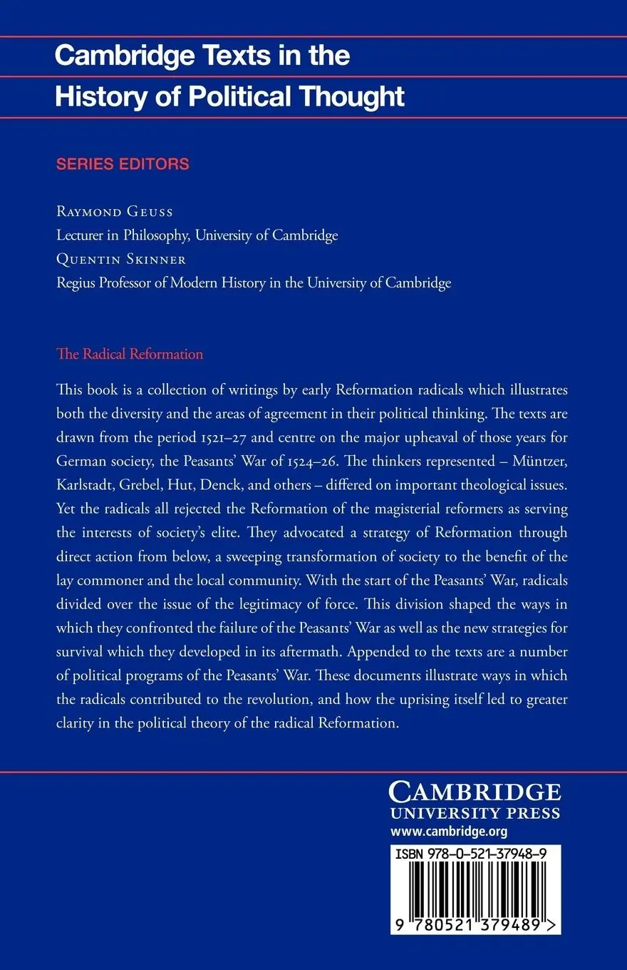 Rückseite: 9780521379489 | The Radical Reformation | Michael G. Baylor (u. a.) | Taschenbuch