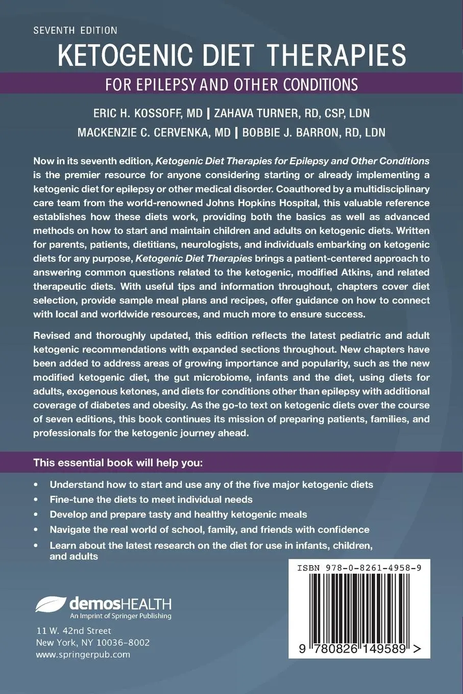Rückseite: 9780826149589 | Ketogenic Diet Therapies for Epilepsy and Other Conditions, Seventh...