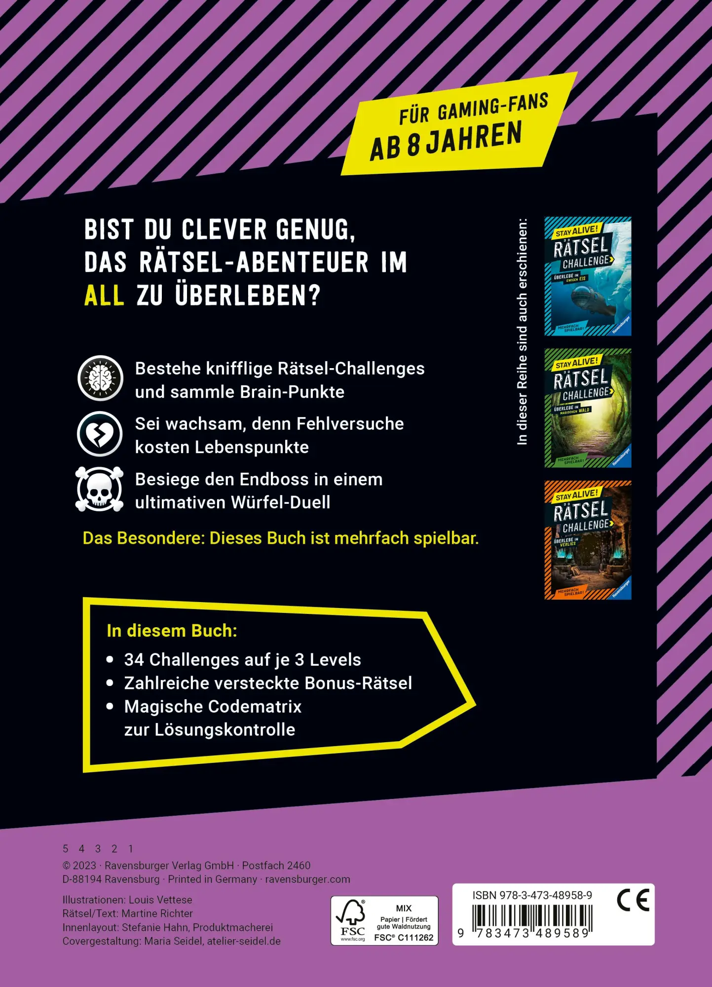 Rückseite: 9783473489589 | Stay alive! Rätsel-Challenge - Überlebe im All | Martine Richter