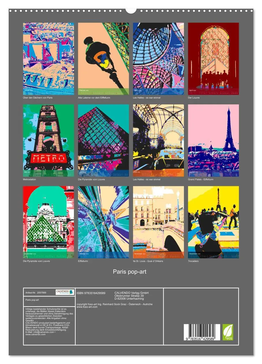 Bild: 9783516429589 | Paris pop-art (hochwertiger Premium Wandkalender 2026 DIN A2 hoch),...