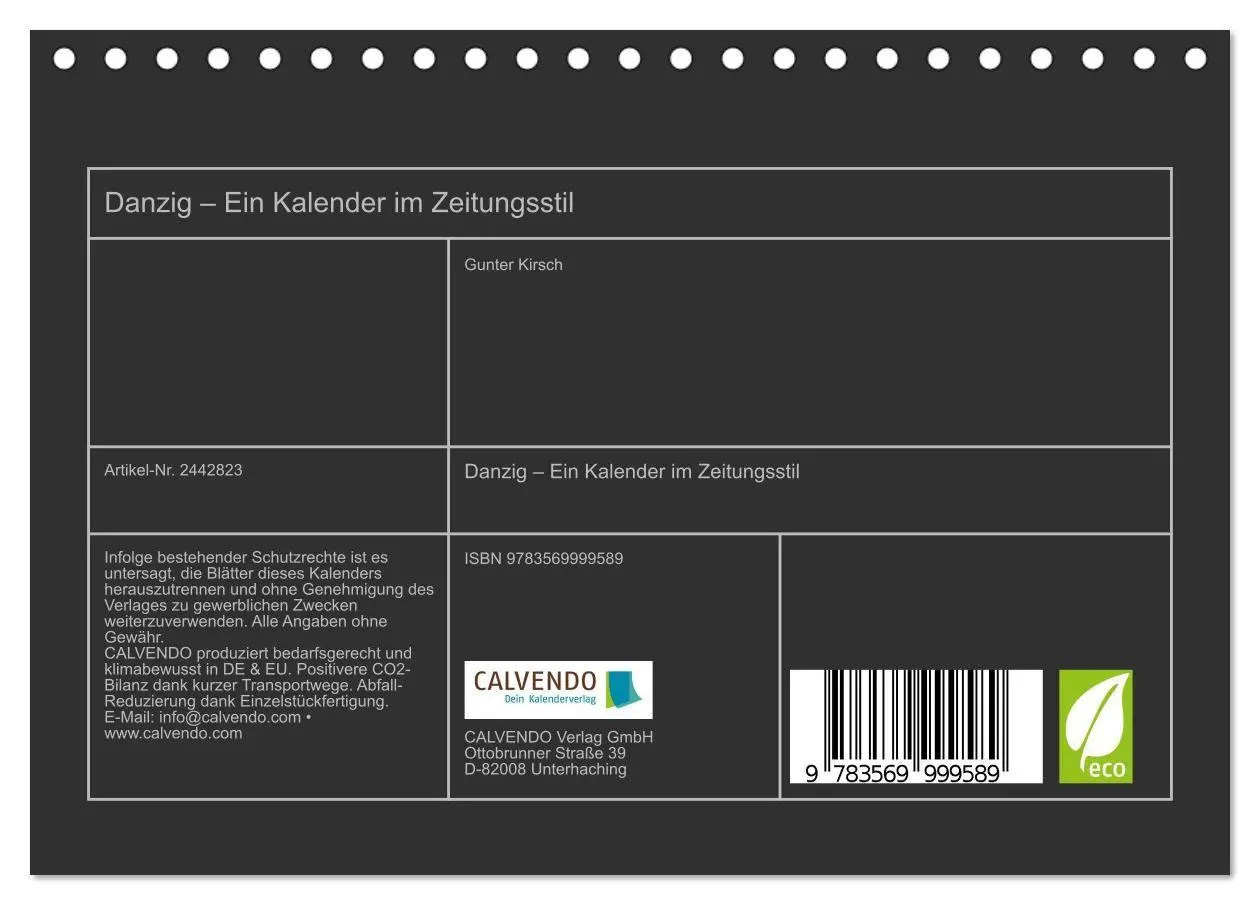 Bild: 9783569999589 | Danzig - Ein Kalender im Zeitungsstil (Tischkalender 2027 DIN A5...