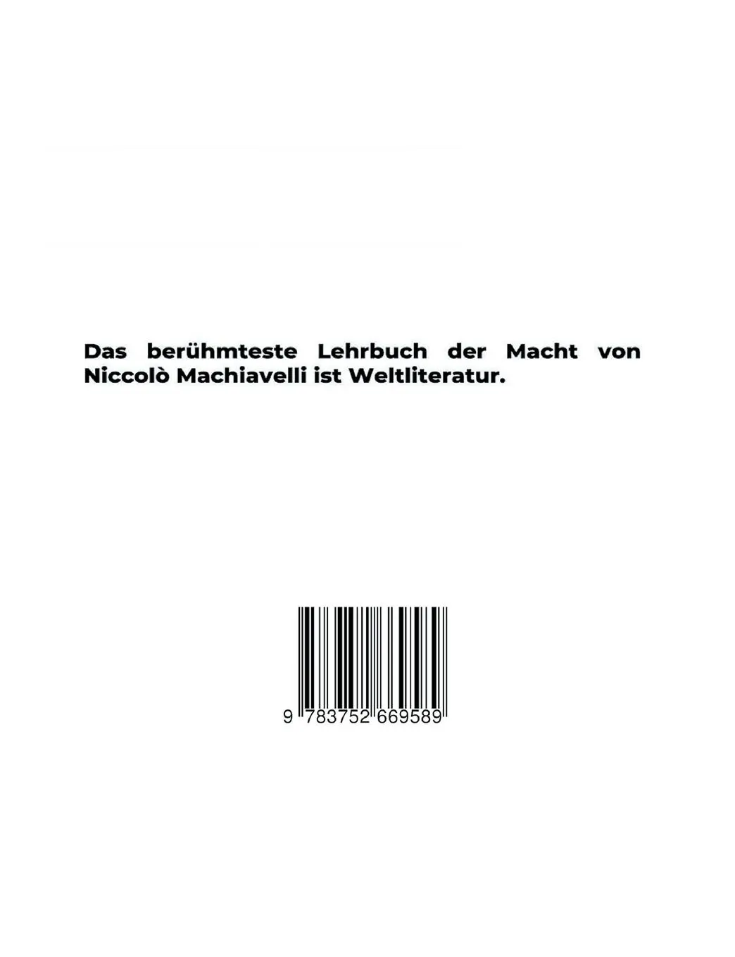 Rückseite: 9783752669589 | Der Fürst | Niccolò Machiavelli | Taschenbuch | 80 S. | Deutsch | 2020