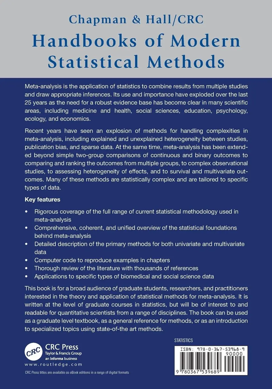 Rückseite: 9780367539689 | Handbook of Meta-Analysis | Christopher H. Schmid (u. a.) | Buch