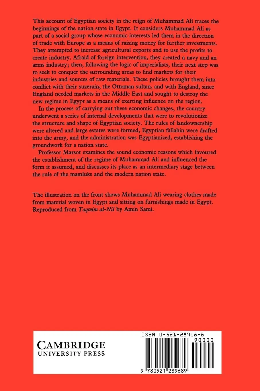 Rückseite: 9780521289689 | Egypt in the Reign of Muhammad Ali | Afaf Lutfi Sayyid-Marsot | Buch