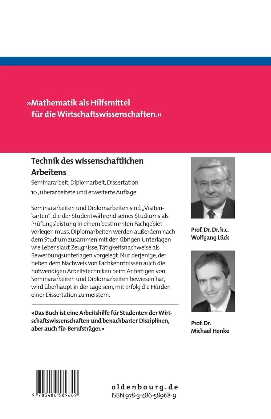 Rückseite: 9783486589689 | Technik des wissenschaftlichen Arbeitens | Michael Henke (u. a.) | XIV
