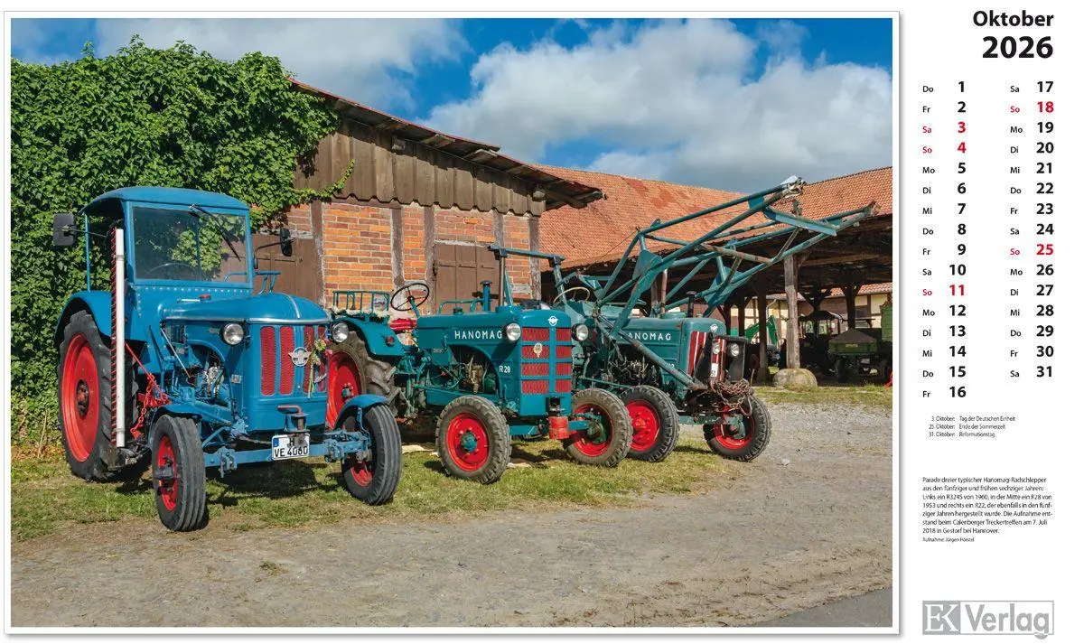 Bild: 9783844659689 | Traktoren 2026 | Kalender | 13 S. | Deutsch | 2026 | EK-Verlag
