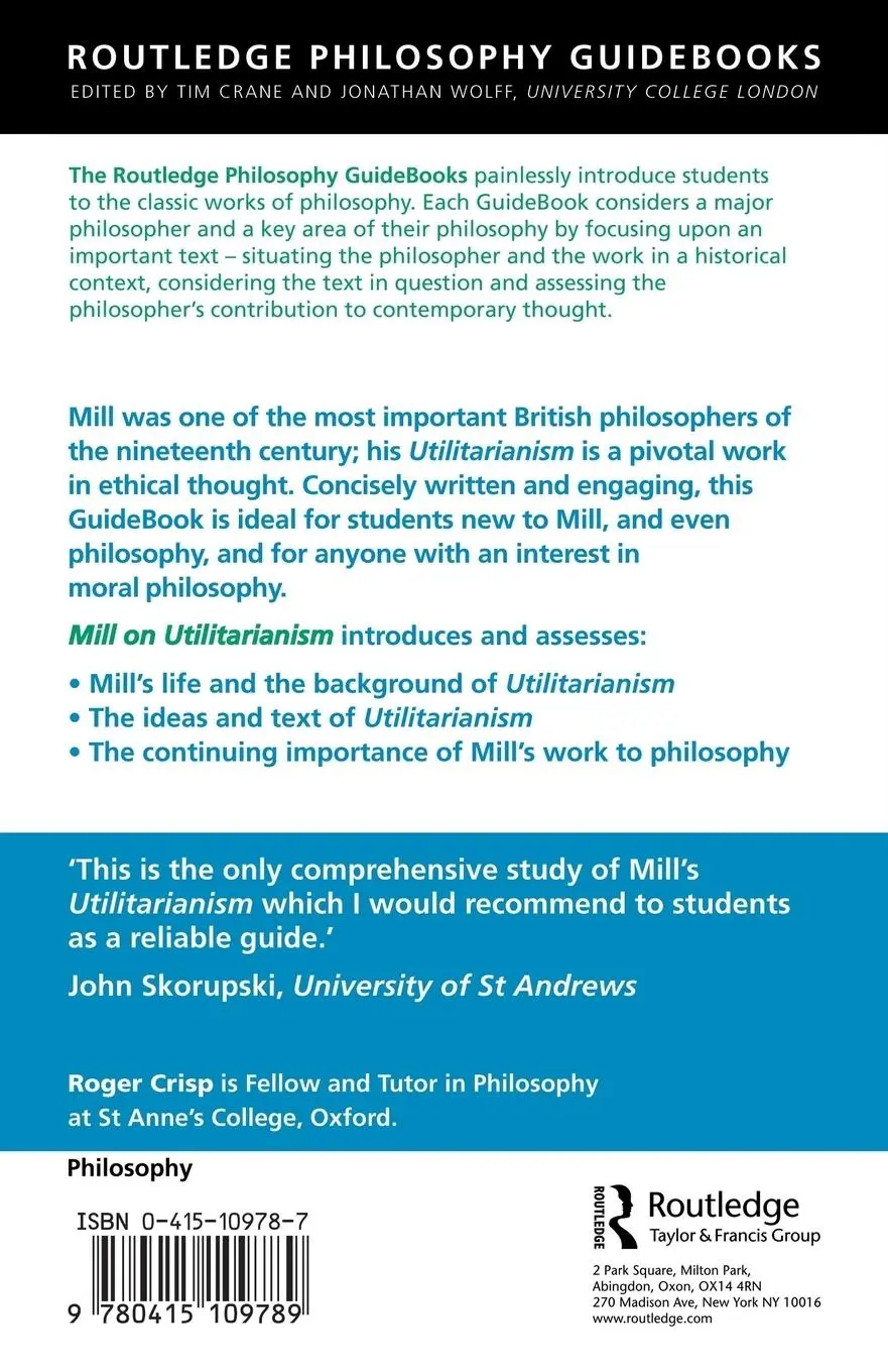 Rückseite: 9780415109789 | Routledge Philosophy GuideBook to Mill on Utilitarianism | Roger Crisp