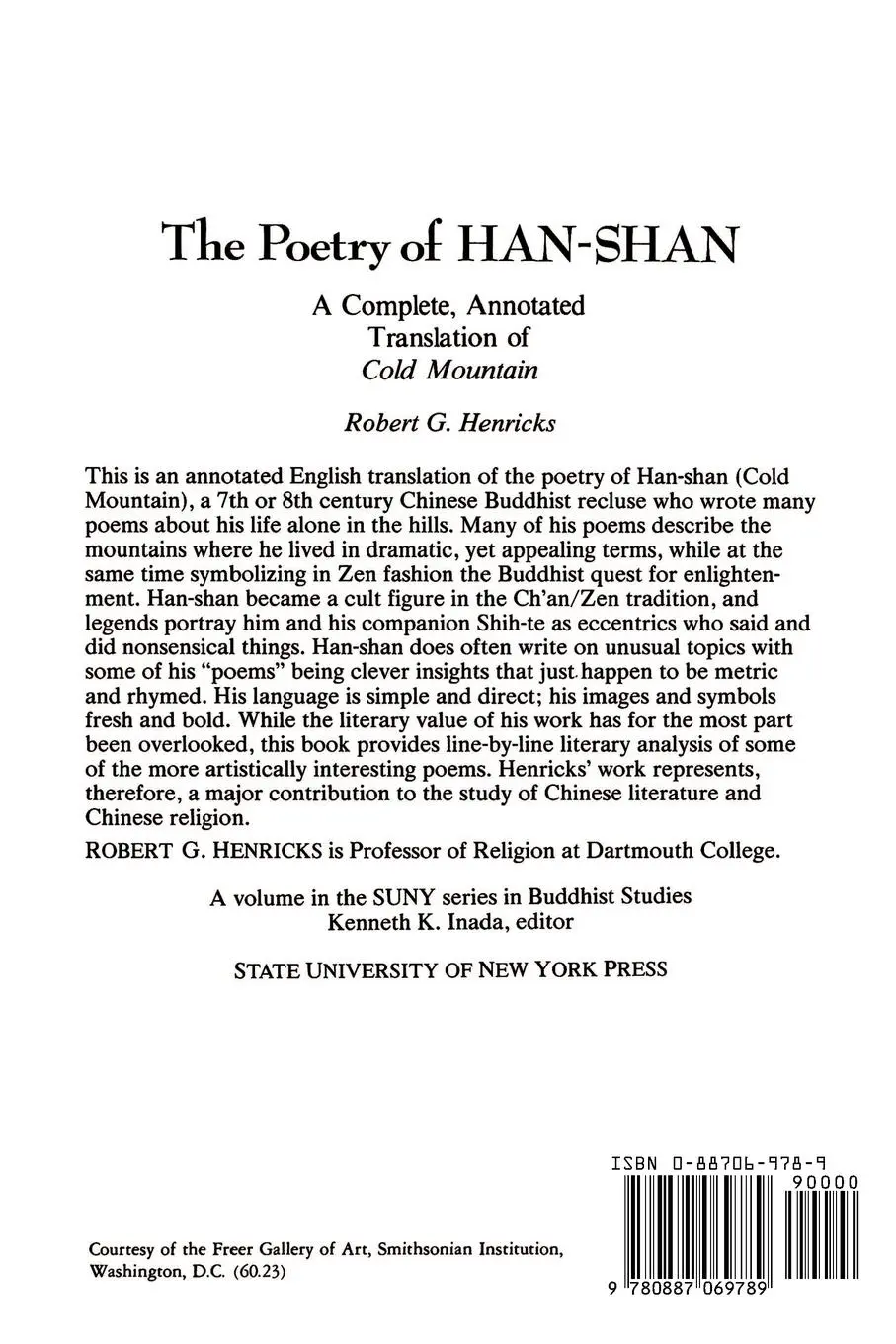 Rückseite: 9780887069789 | The Poetry of Han-shan | Robert G. Henricks | Taschenbuch | Englisch