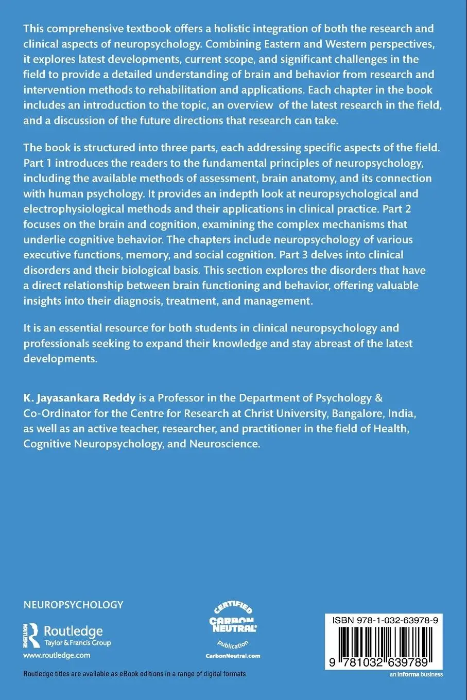 Rückseite: 9781032639789 | Essentials of Neuropsychology | K. Jayasankara Reddy | Taschenbuch