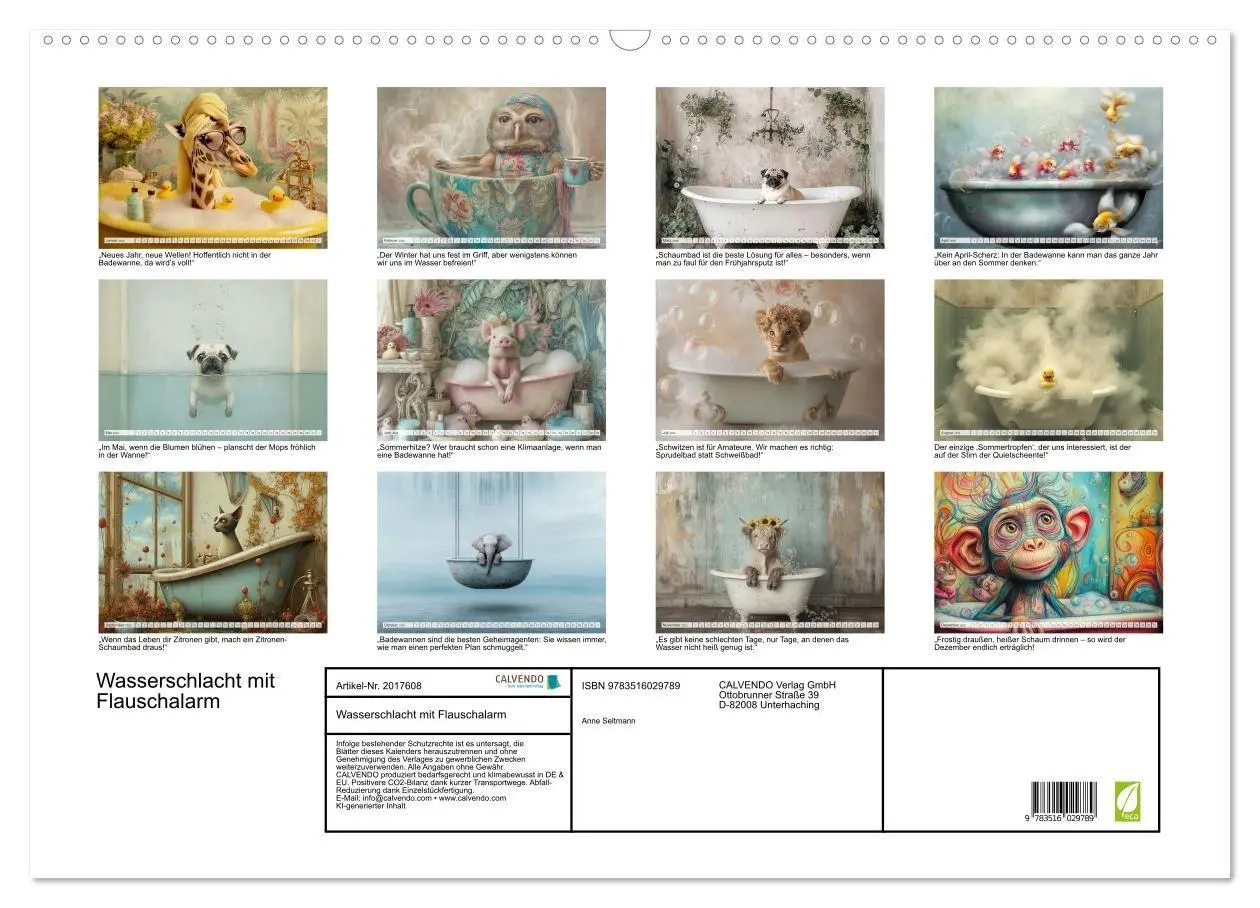 Bild: 9783516029789 | Wasserschlacht mit Flauschalarm (Wandkalender 2026 DIN A2 quer),...