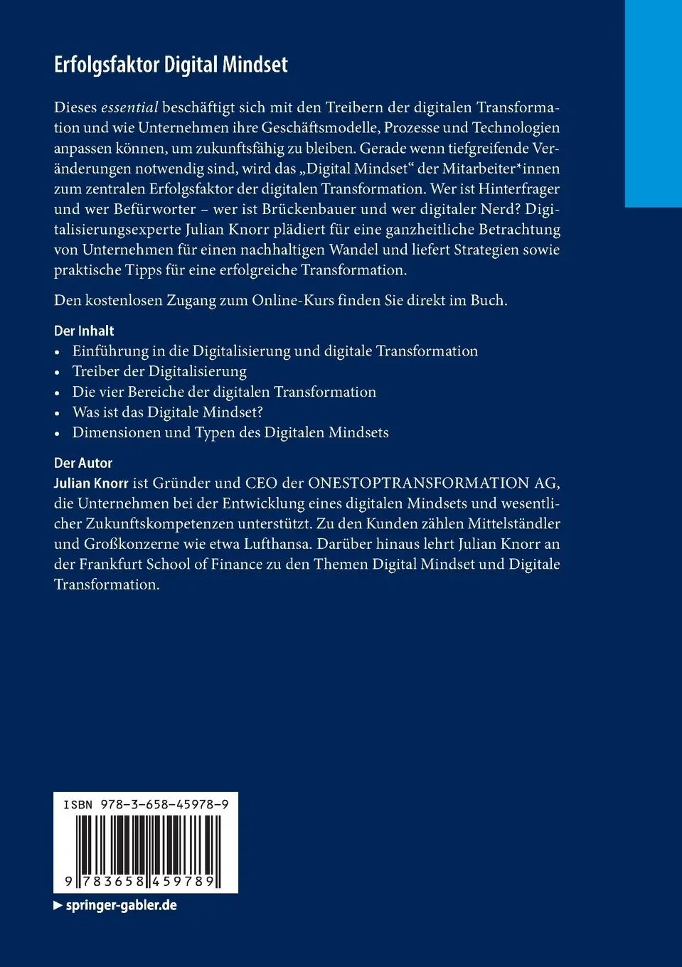 Rückseite: 9783658459789 | Erfolgsfaktor Digital Mindset | Julian Knorr | Bundle | 1 Taschenbuch